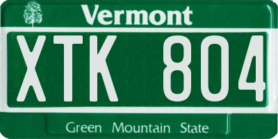 VT license plate XTK804