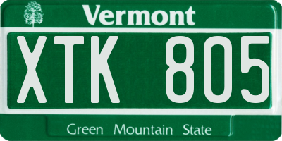 VT license plate XTK805