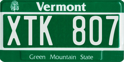 VT license plate XTK807
