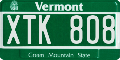VT license plate XTK808
