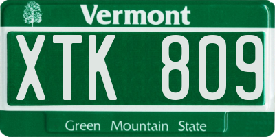 VT license plate XTK809