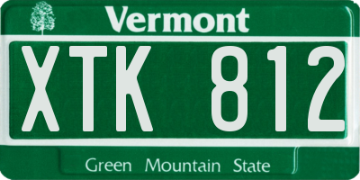 VT license plate XTK812