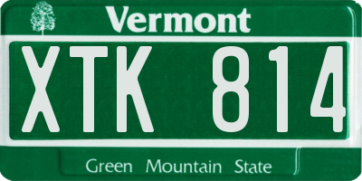 VT license plate XTK814
