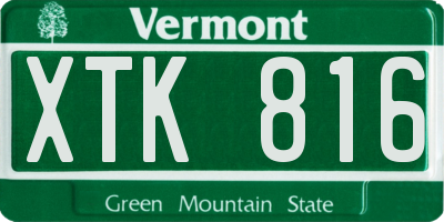 VT license plate XTK816