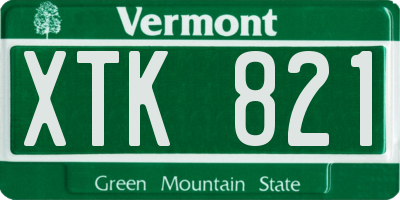 VT license plate XTK821