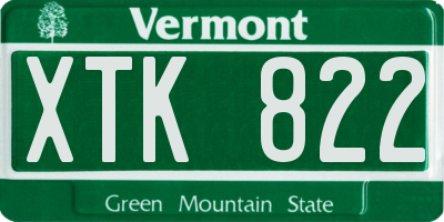 VT license plate XTK822
