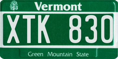 VT license plate XTK830