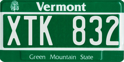 VT license plate XTK832