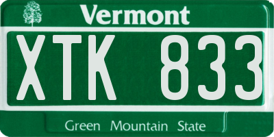 VT license plate XTK833