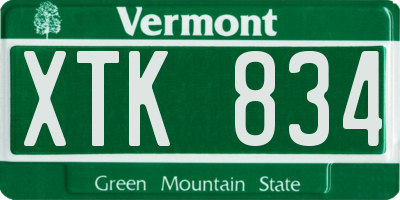 VT license plate XTK834