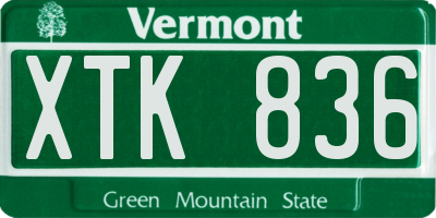 VT license plate XTK836