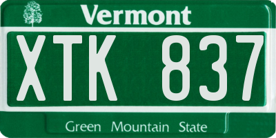VT license plate XTK837