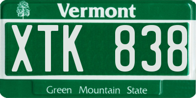 VT license plate XTK838