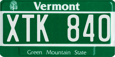 VT license plate XTK840