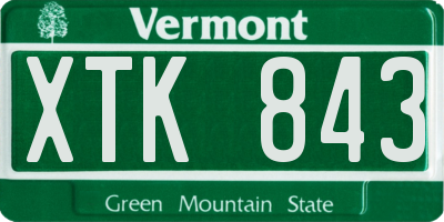 VT license plate XTK843