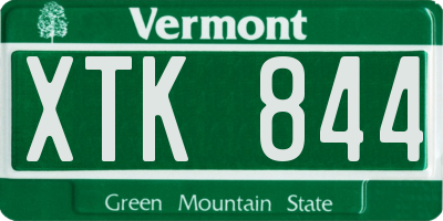 VT license plate XTK844