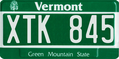 VT license plate XTK845