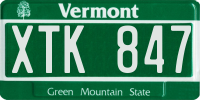 VT license plate XTK847