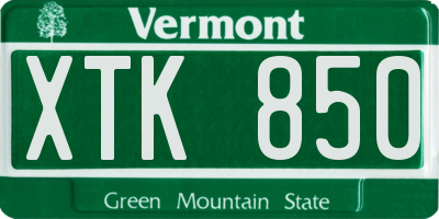 VT license plate XTK850