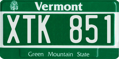 VT license plate XTK851