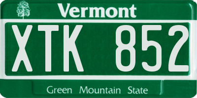 VT license plate XTK852