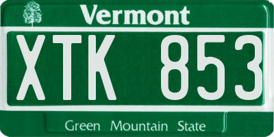 VT license plate XTK853