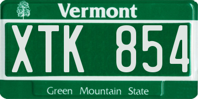 VT license plate XTK854