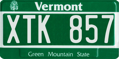 VT license plate XTK857
