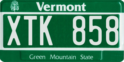 VT license plate XTK858