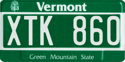 VT license plate XTK860
