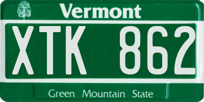 VT license plate XTK862