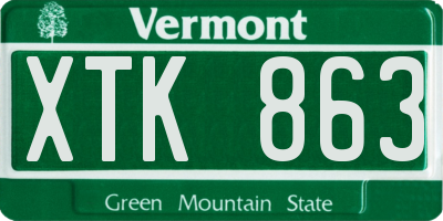 VT license plate XTK863