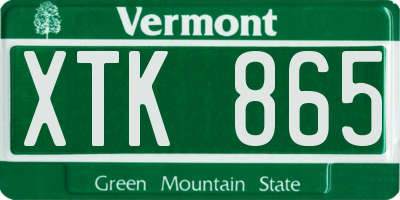 VT license plate XTK865