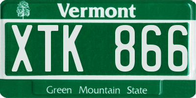 VT license plate XTK866