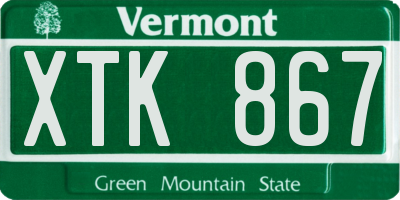 VT license plate XTK867
