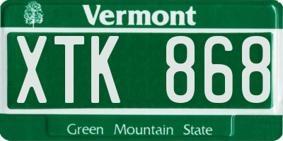VT license plate XTK868