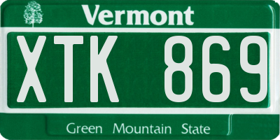 VT license plate XTK869