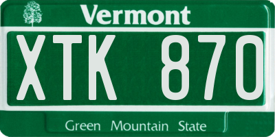 VT license plate XTK870