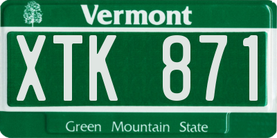 VT license plate XTK871