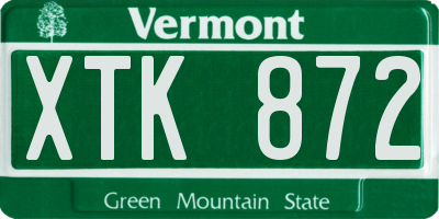 VT license plate XTK872