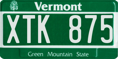 VT license plate XTK875