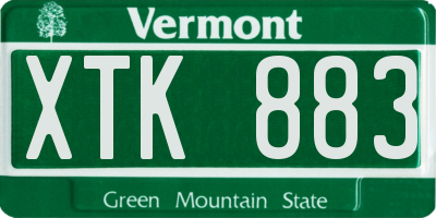 VT license plate XTK883