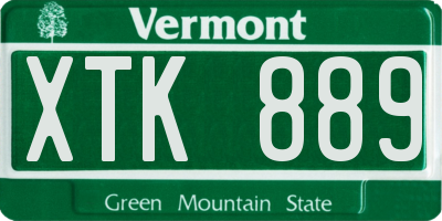 VT license plate XTK889