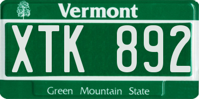 VT license plate XTK892