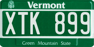 VT license plate XTK899