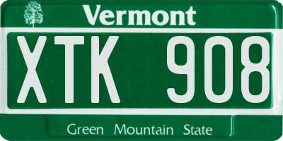 VT license plate XTK908