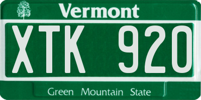 VT license plate XTK920