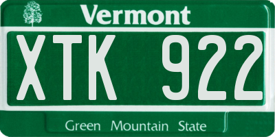 VT license plate XTK922
