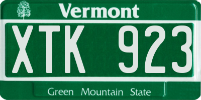 VT license plate XTK923