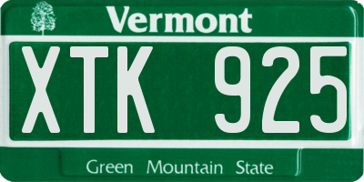 VT license plate XTK925